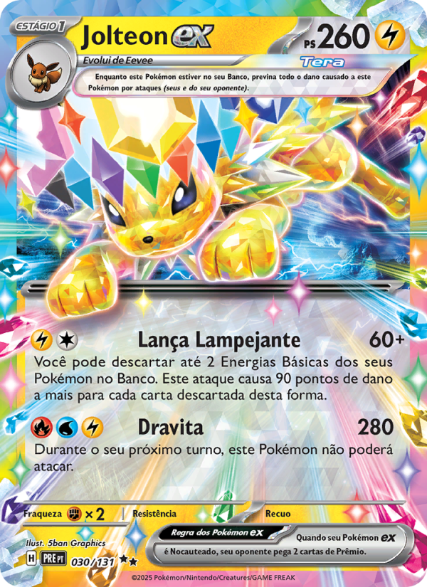 Jolteon ex 030 — Evoluções Prismáticas (Portuguese Pokémon TCG card)
