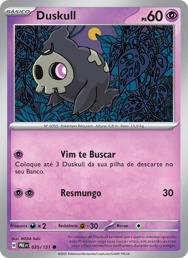 Duskull 035 — Evoluções Prismáticas (Portuguese Pokémon TCG card)