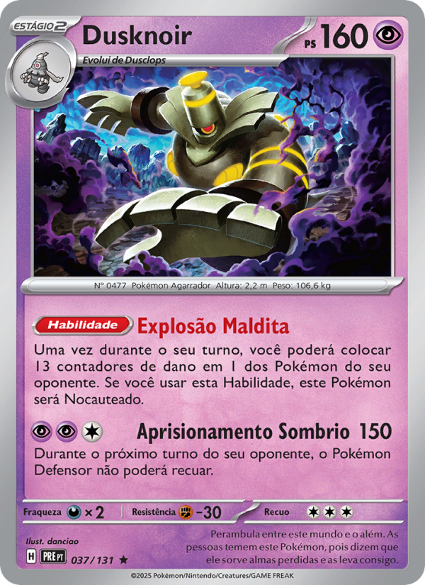Dusknoir 037 — Evoluções Prismáticas (Portuguese Pokémon TCG card)
