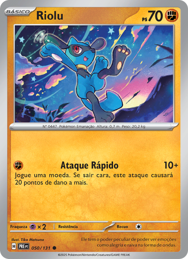 Riolu 050 — Evoluções Prismáticas (Portuguese Pokémon TCG card)