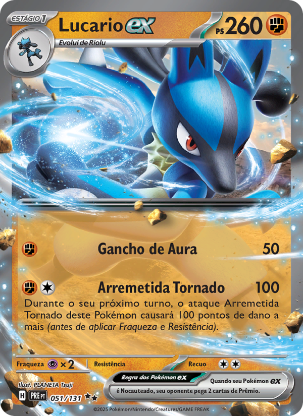 Lucario ex 051 — Evoluções Prismáticas (Portuguese Pokémon TCG card)