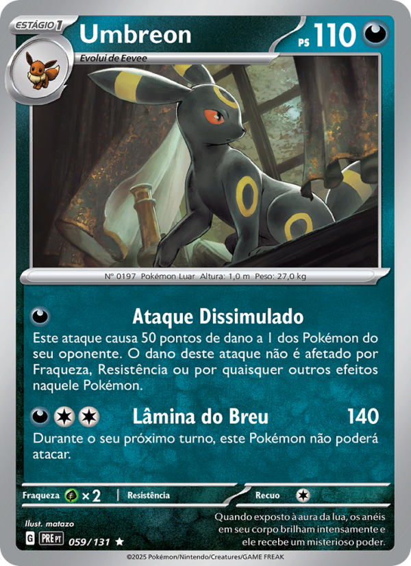 Umbreon 059 — Evoluções Prismáticas (Portuguese Pokémon TCG card)