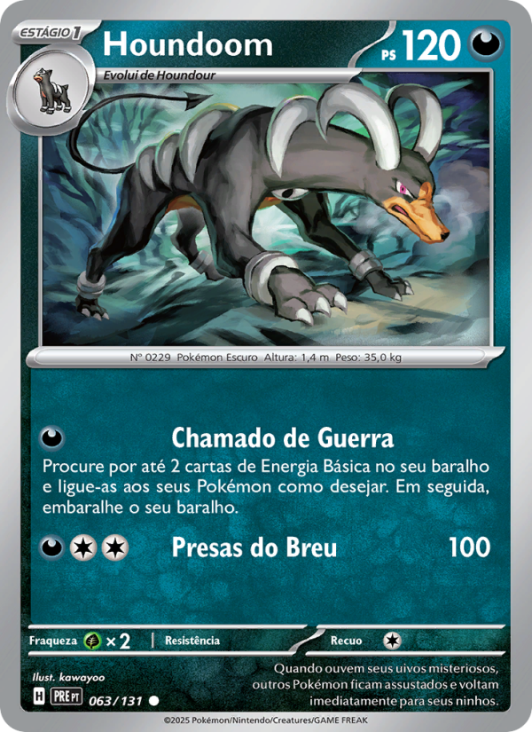 Houndoom 063 — Evoluções Prismáticas (Portuguese Pokémon TCG card)