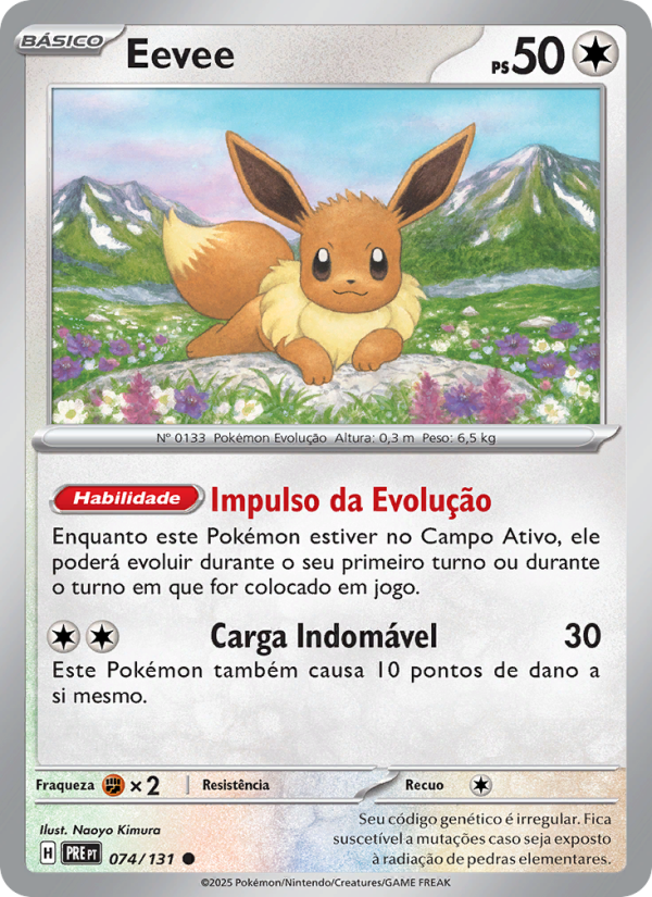 Eevee 074 — Evoluções Prismáticas (Portuguese Pokémon TCG card)