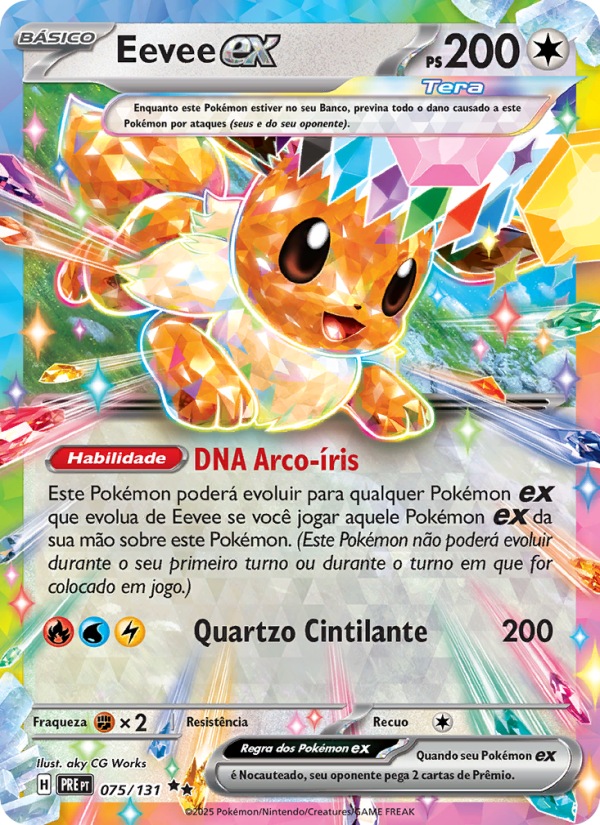 Eevee ex 075 — Prismatische Entwicklungen (Portuguese Pokémon TCG card)
