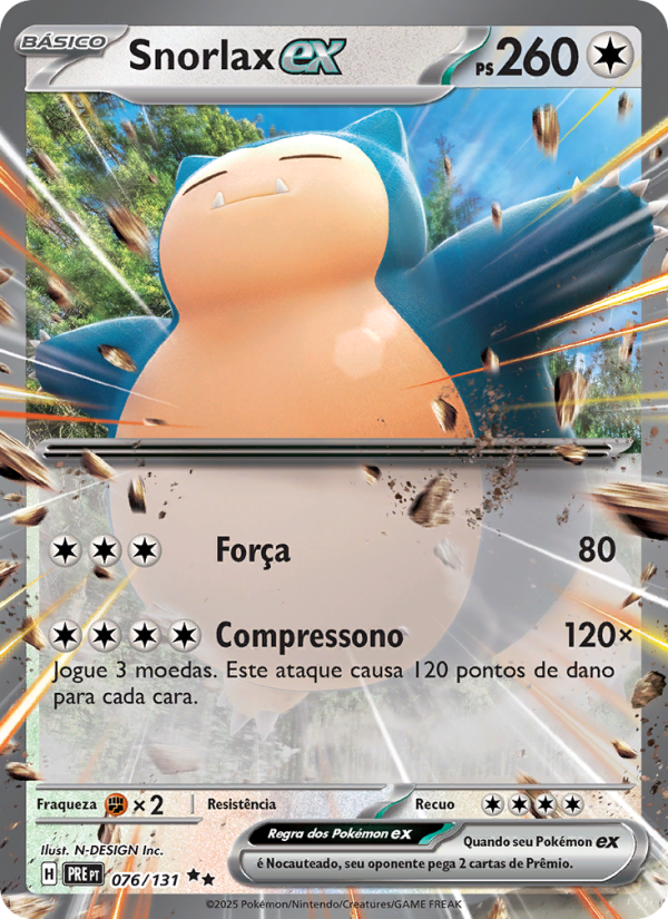 Snorlax ex 076 — Evoluções Prismáticas (Portuguese Pokémon TCG card)