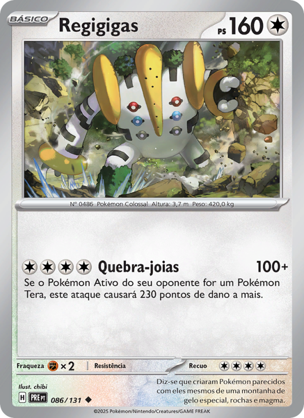 Regigigas 086 — Evoluções Prismáticas (Portuguese Pokémon TCG card)
