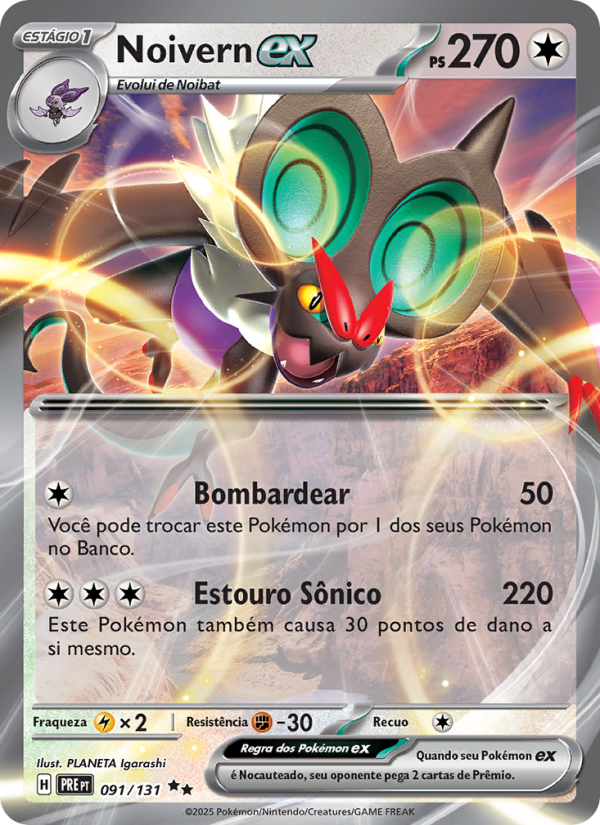 Noivern ex 091 — Evoluções Prismáticas (Portuguese Pokémon TCG card)