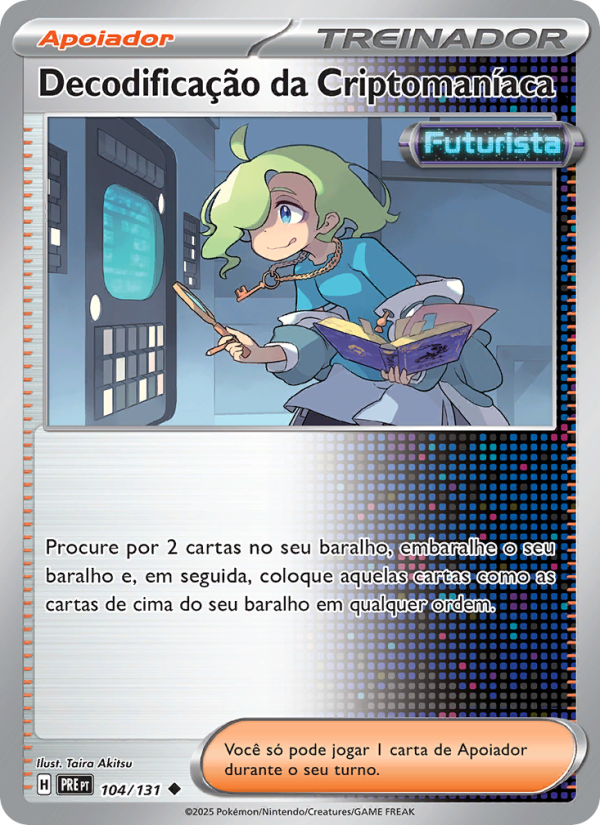 Decodificação da Criptomaníaca 104 — Evoluções Prismáticas (Portuguese Pokémon TCG card)