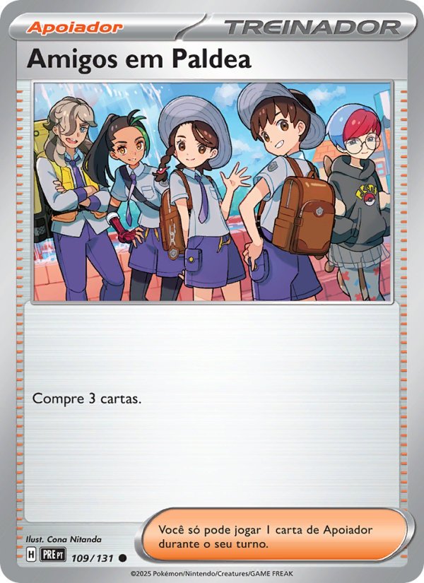 Amigos em Paldea 109 — Evoluções Prismáticas (Portuguese Pokémon TCG card)