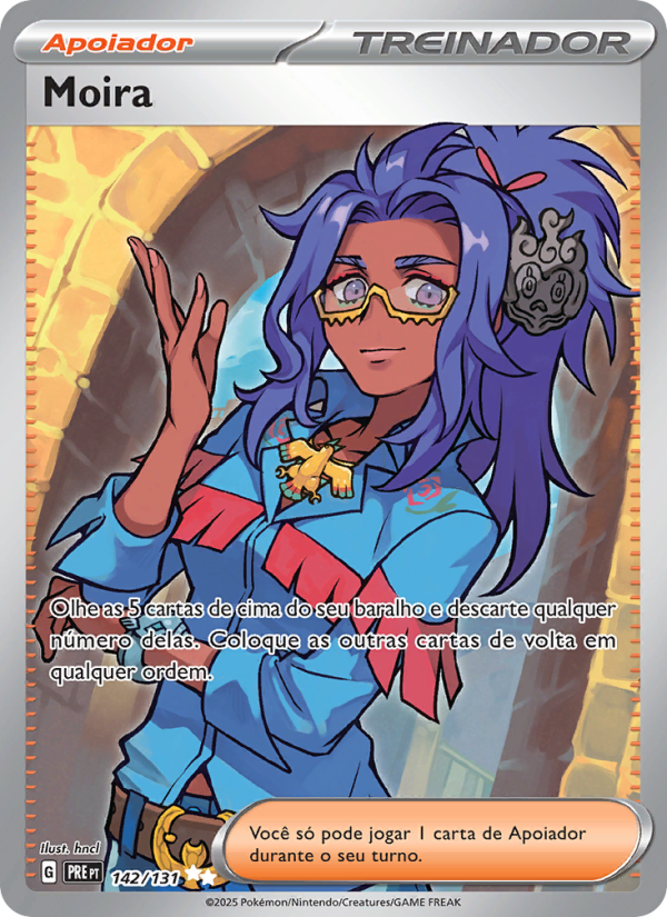 Moira 142 — Evoluções Prismáticas (Portuguese Pokémon TCG card)