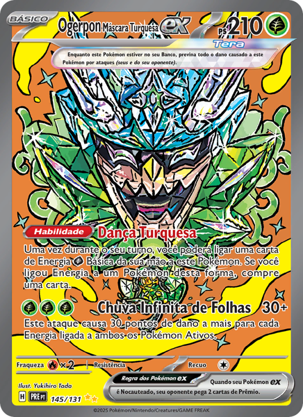 Ogerpon Máscara Turquesa ex 145 — Evoluções Prismáticas (Portuguese Pokémon TCG card)