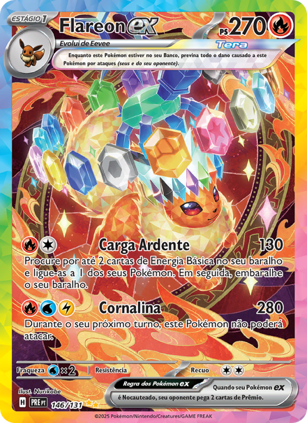 Flareon ex 146 — Evoluções Prismáticas (Portuguese Pokémon TCG card)