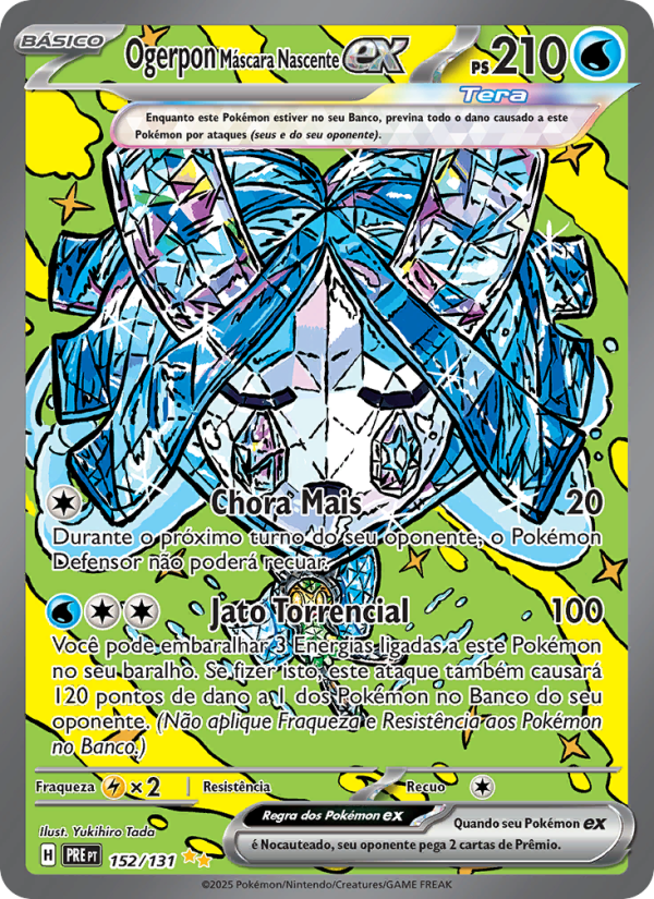 Ogerpon Máscara Nascente ex 152 — Evoluções Prismáticas (Portuguese Pokémon TCG card)