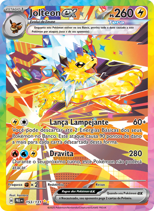 Jolteon ex 153 — Prismatische Entwicklungen (Portuguese Pokémon TCG card)