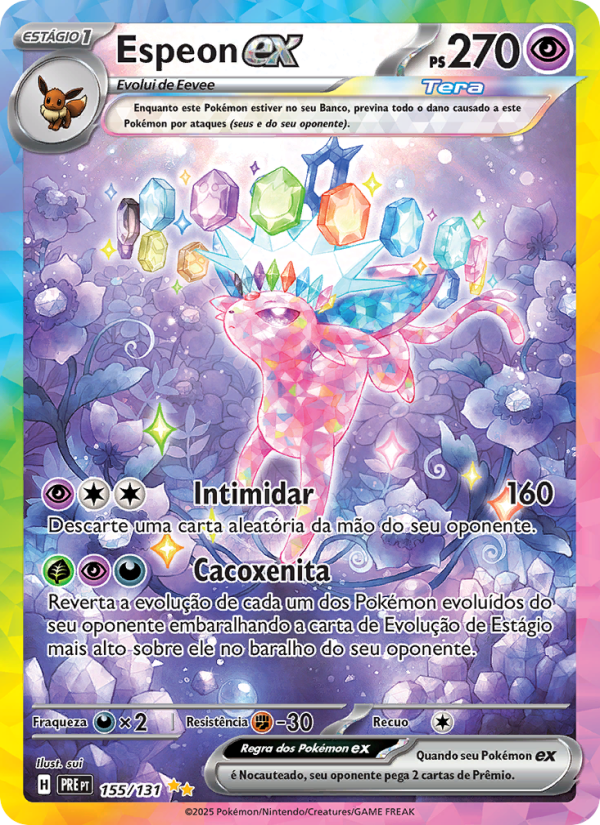 Espeon ex 155 — Evoluções Prismáticas (Portuguese Pokémon TCG card)