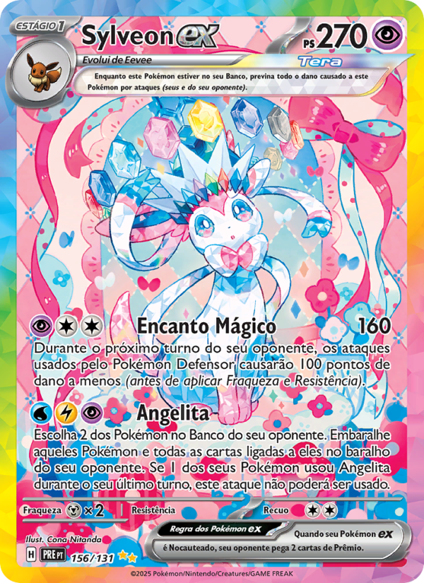 Sylveon ex 156 — Evoluções Prismáticas (Portuguese Pokémon TCG card)