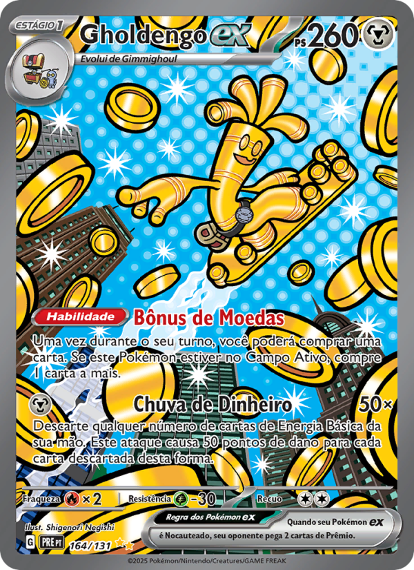 Gholdengo ex 164 — Prismatische Entwicklungen (Portuguese Pokémon TCG card)