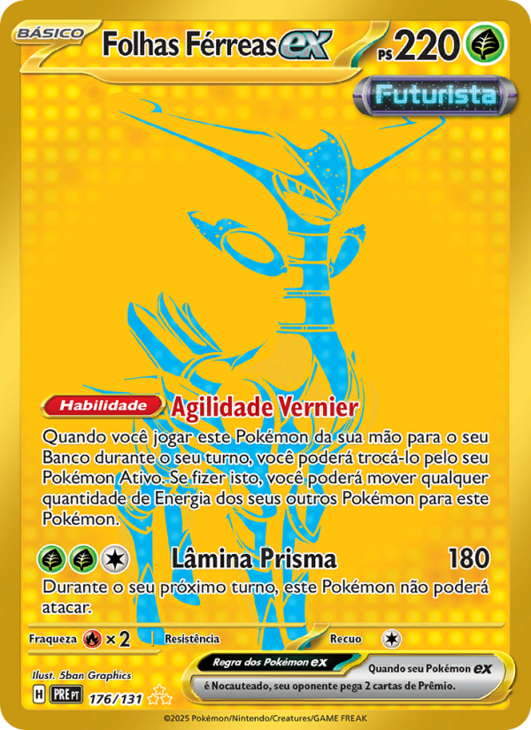 Folhas Férreas ex 176 — Evoluções Prismáticas (Portuguese Pokémon TCG card)