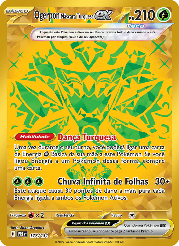 Ogerpon Máscara Turquesa ex 177 — Evoluções Prismáticas (Portuguese Pokémon TCG card)