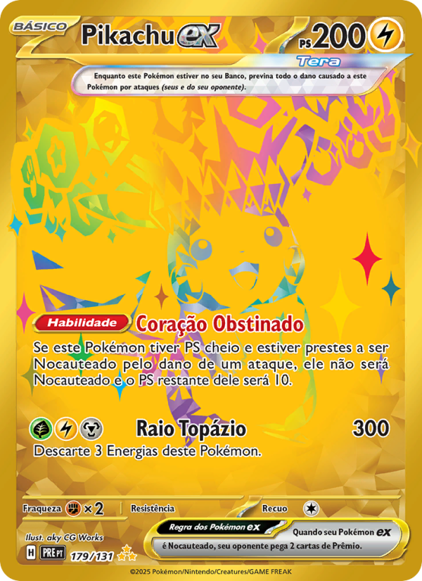 Pikachu ex 179 — Evoluções Prismáticas (Portuguese Pokémon TCG card)