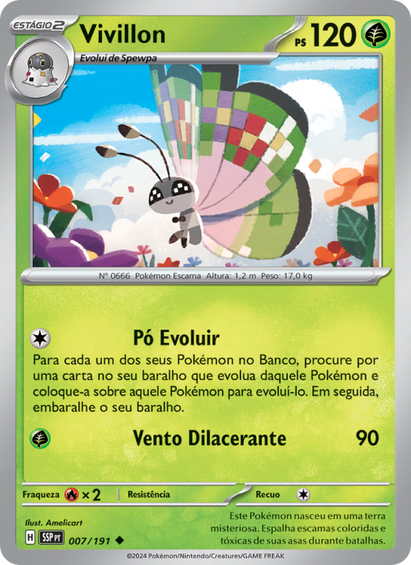 Vivillon 007 — Fagulhas Impetuosas (Portuguese Pokémon TCG card)