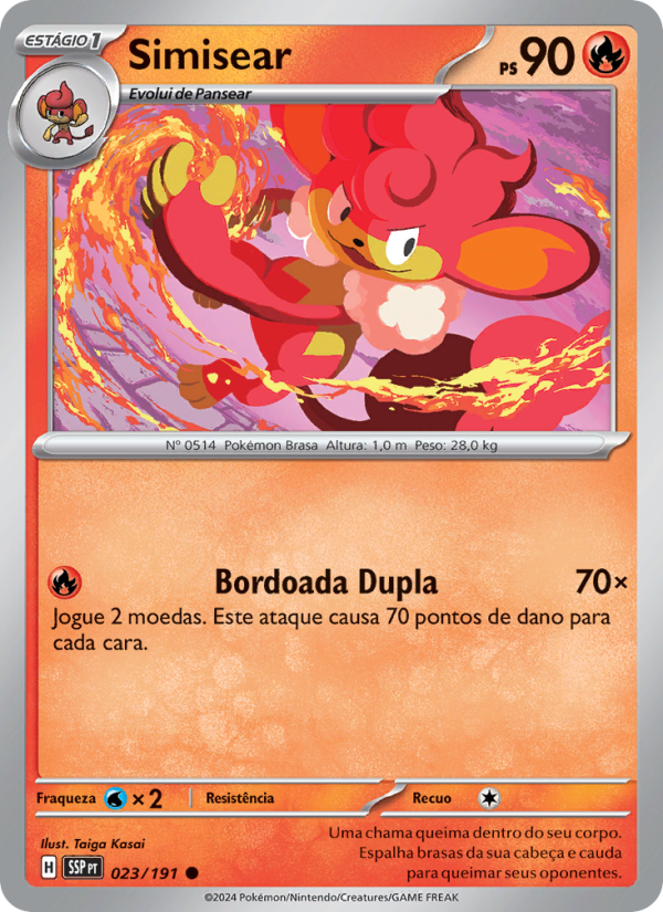 Simisear 023 — Fagulhas Impetuosas (Portuguese Pokémon TCG card)