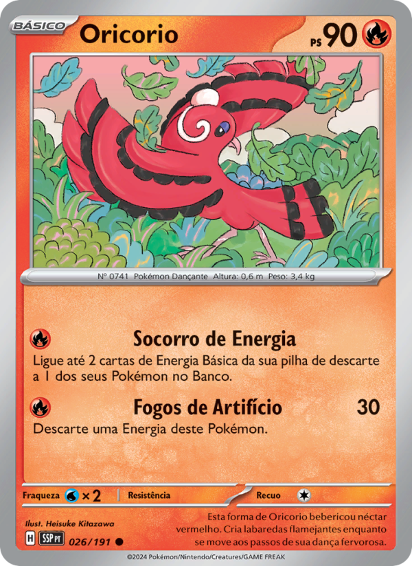 Oricorio 026 — Surging Sparks (Portuguese Pokémon TCG card)