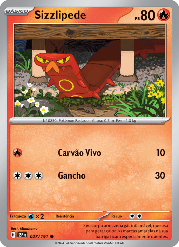 Sizzlipede 027 — Surging Sparks (Portuguese Pokémon TCG card)