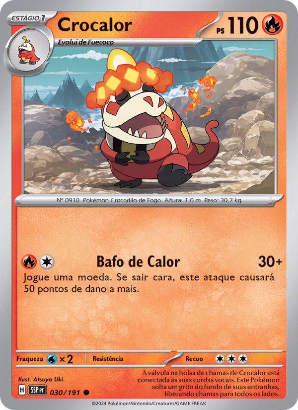 Crocalor 030 — Fagulhas Impetuosas (Portuguese Pokémon TCG card)