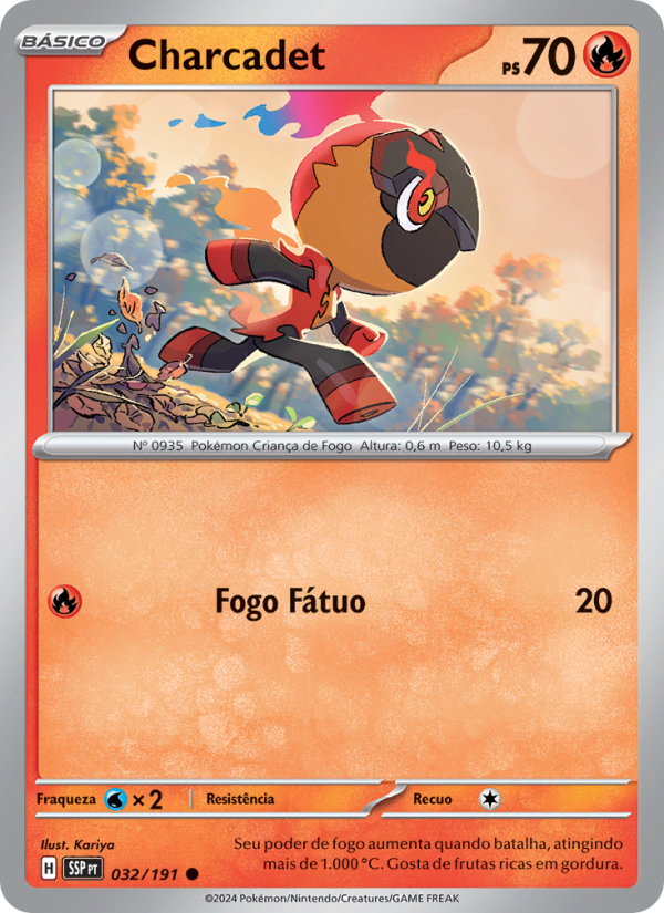 Charcadet 032 — Fagulhas Impetuosas (Portuguese Pokémon TCG card)