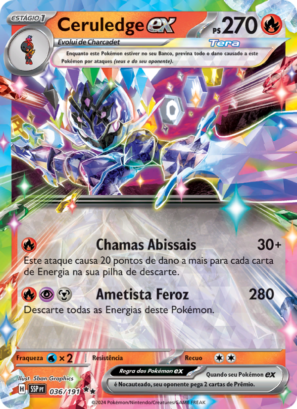 Ceruledge ex 036 — Fagulhas Impetuosas (Portuguese Pokémon TCG card)