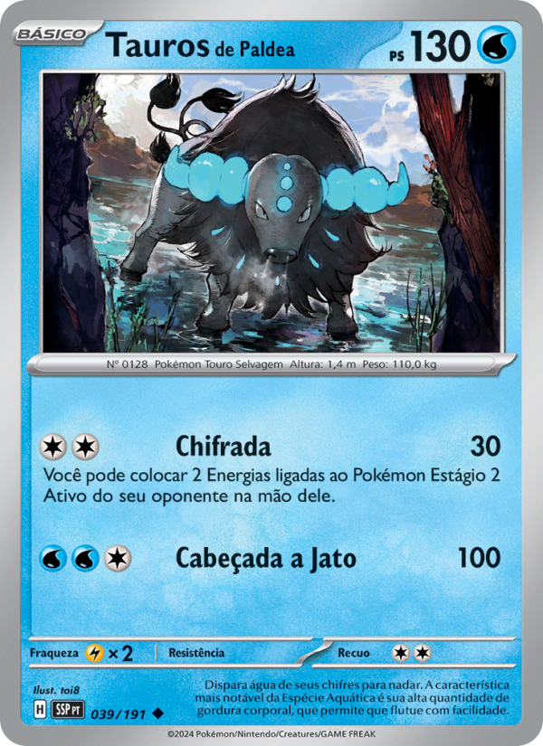 Tauros de Paldea 039 — Fagulhas Impetuosas (Portuguese Pokémon TCG card)