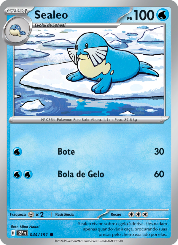 Sealeo 044 — Fagulhas Impetuosas (Portuguese Pokémon TCG card)