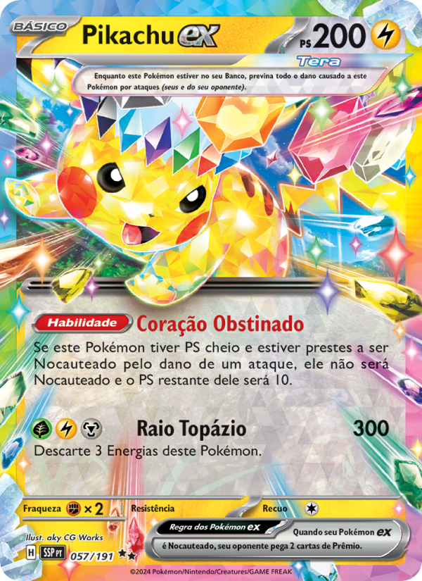 Pikachu ex 057 — Surging Sparks (Portuguese Pokémon TCG card)