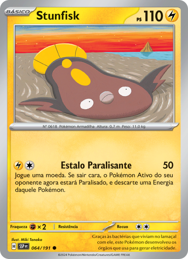 Stunfisk 064 — Fagulhas Impetuosas (Portuguese Pokémon TCG card)
