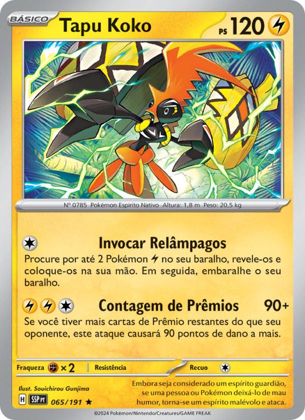Tapu Koko 065 — Fagulhas Impetuosas (Portuguese Pokémon TCG card)