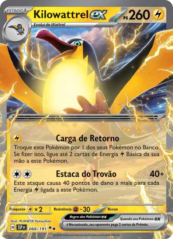 Kilowattrel ex 068 — Fagulhas Impetuosas (Portuguese Pokémon TCG card)