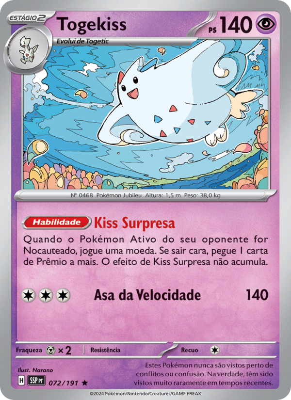 Togekiss 072 — Fagulhas Impetuosas (Portuguese Pokémon TCG card)