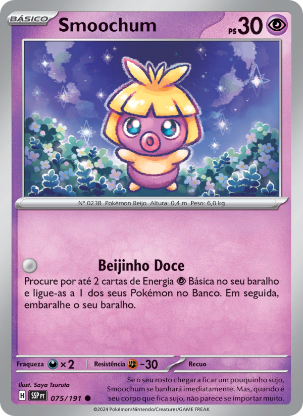 Smoochum 075 — Fagulhas Impetuosas (Portuguese Pokémon TCG card)