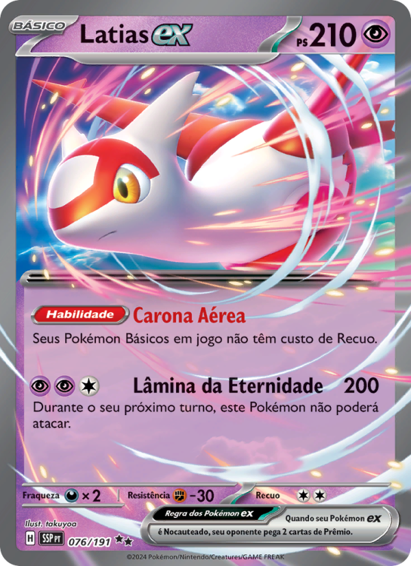 Latias ex 076 — Fagulhas Impetuosas (Portuguese Pokémon TCG card)