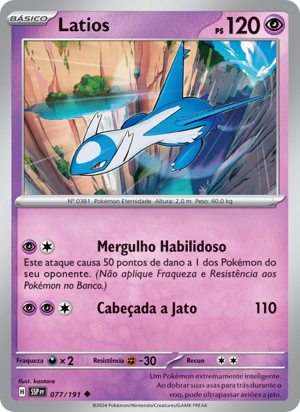 Latios 077 — Fagulhas Impetuosas (Portuguese Pokémon TCG card)
