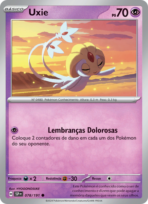 Uxie 078 — Fagulhas Impetuosas (Portuguese Pokémon TCG card)