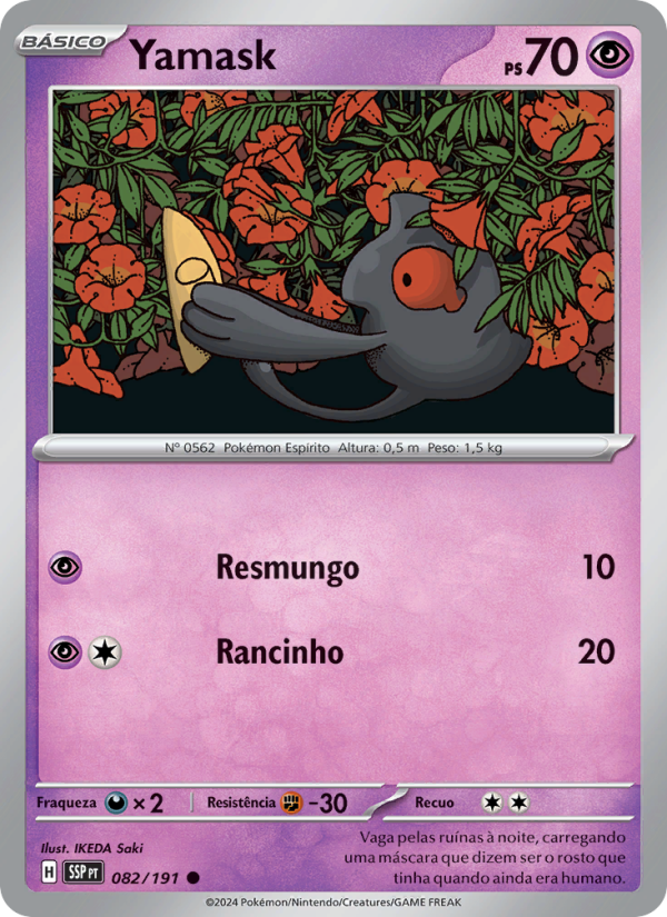 Yamask 082 — Fagulhas Impetuosas (Portuguese Pokémon TCG card)