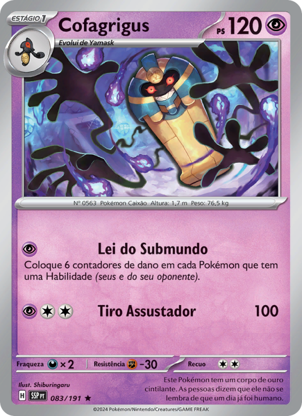 Cofagrigus 083 — Fagulhas Impetuosas (Portuguese Pokémon TCG card)