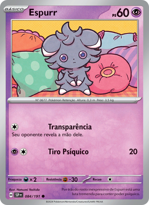 Espurr 084 — Fagulhas Impetuosas (Portuguese Pokémon TCG card)