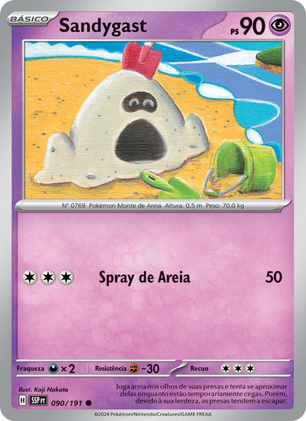 Sandygast 090 — Fagulhas Impetuosas (Portuguese Pokémon TCG card)