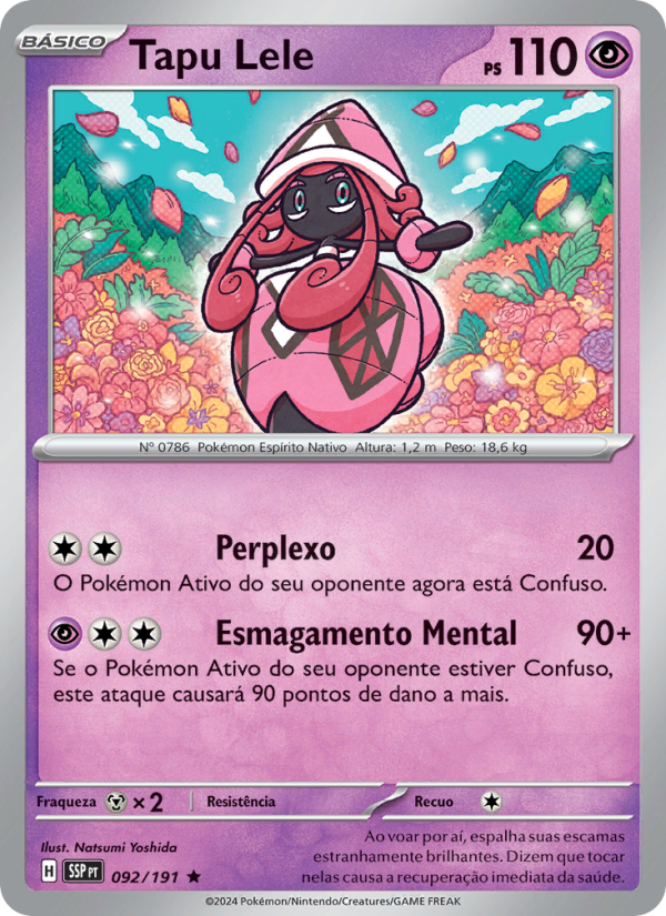 Tapu Lele 092 — Fagulhas Impetuosas (Portuguese Pokémon TCG card)