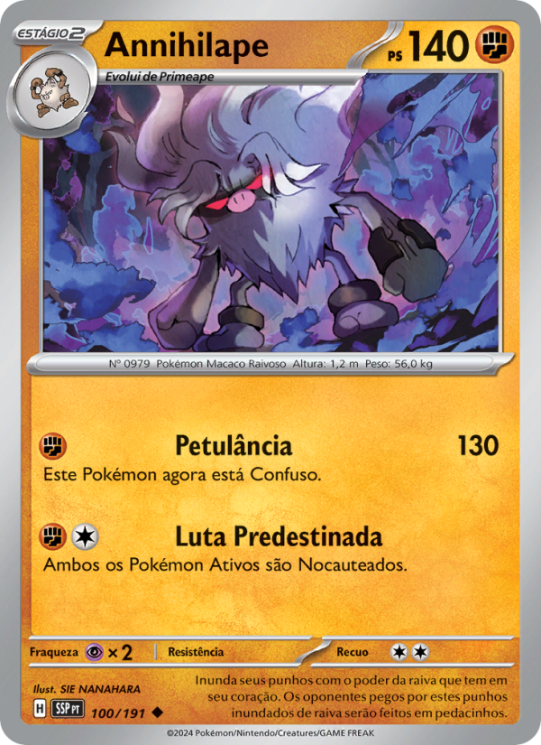 Annihilape 100 — Fagulhas Impetuosas (Portuguese Pokémon TCG card)