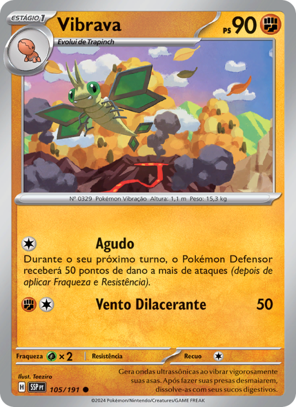 Vibrava 105 — Fagulhas Impetuosas (Portuguese Pokémon TCG card)